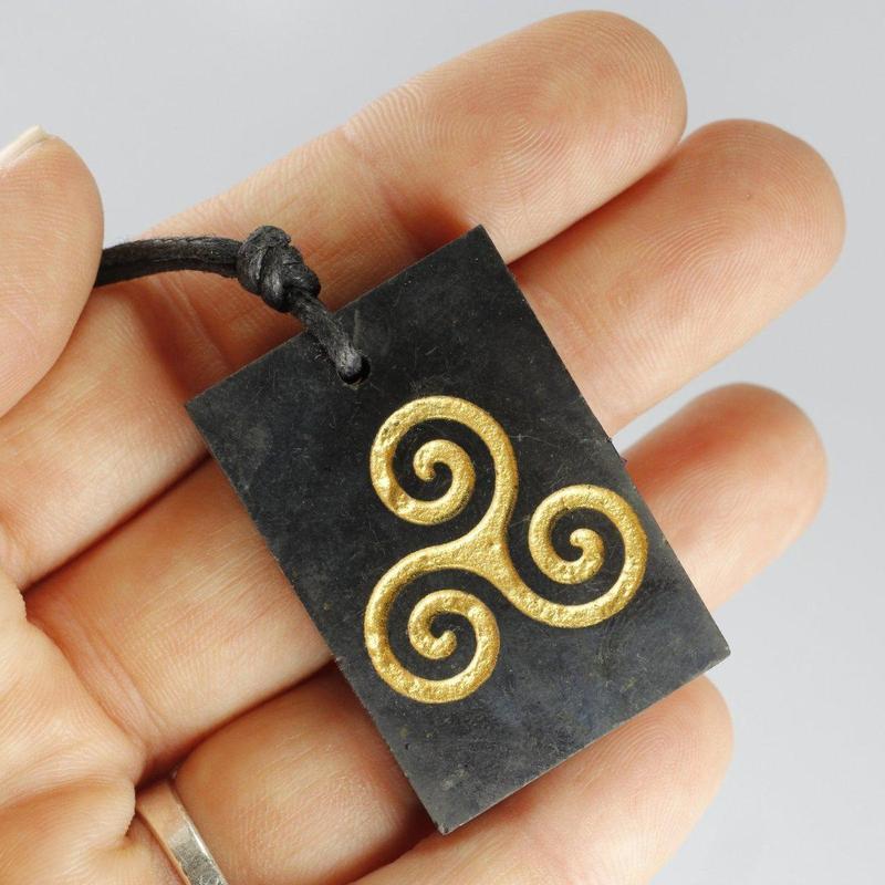 Etched Symbol Shungite On Cord Necklace 18"-Nature's Treasures