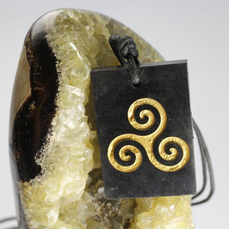 Etched Symbol Shungite On Cord Necklace 18"-Nature's Treasures