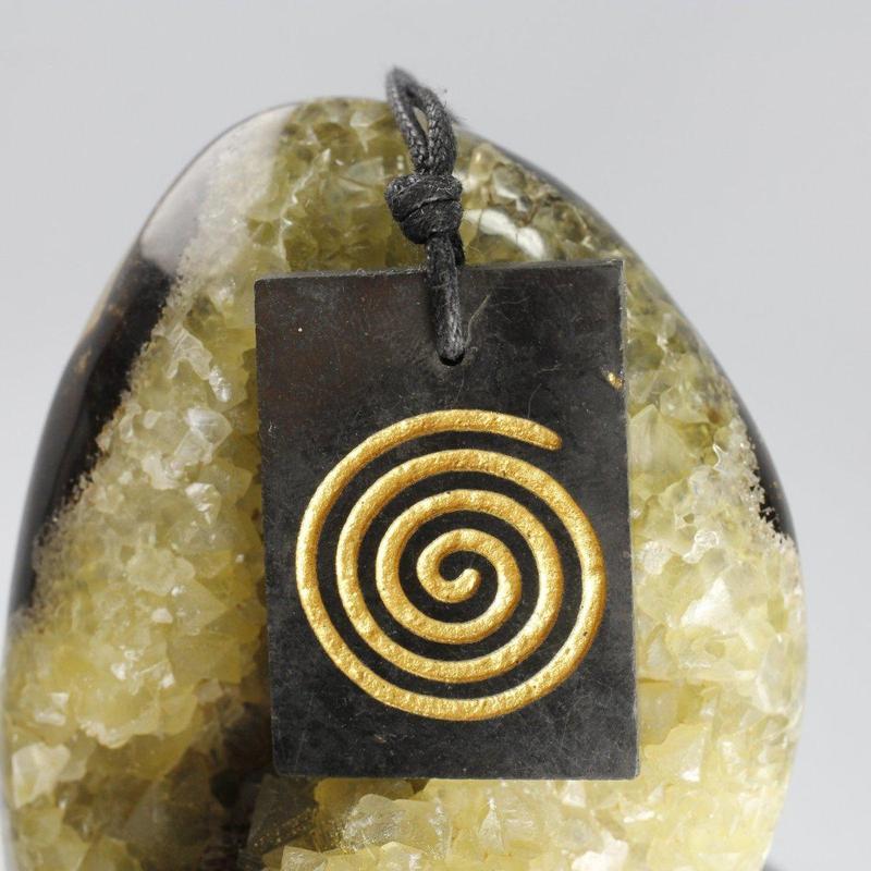 Etched Symbol Shungite On Cord Necklace 18"-Nature's Treasures