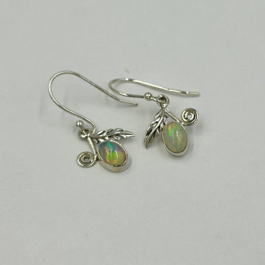 Ethiopian Precious Opal Feather Earrings || .925 Sterling Silver-Nature's Treasures
