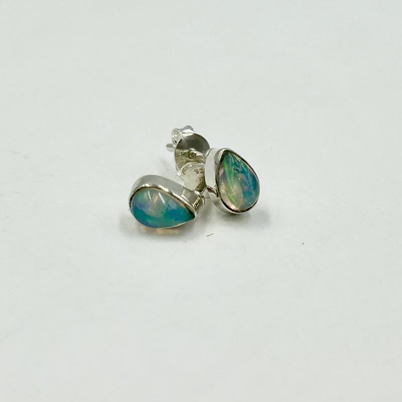 Ethiopian Precious Opal Stud Earrings || .925 Sterling Silver-Nature's Treasures