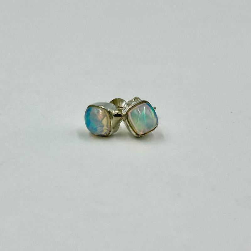 Ethiopian Precious Opal Stud Earrings || .925 Sterling Silver-Nature's Treasures