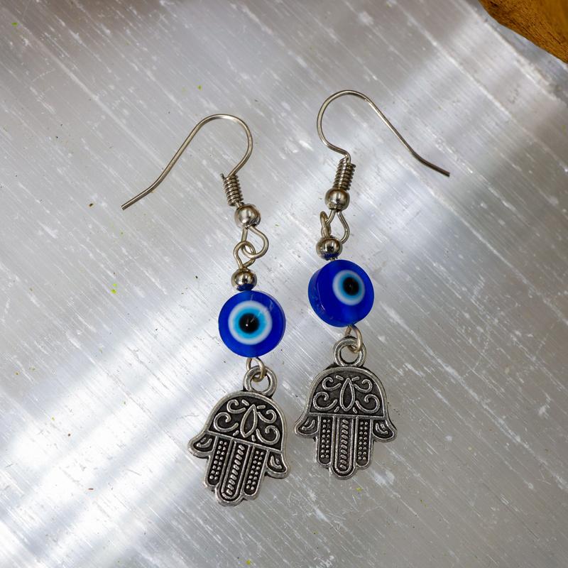 Evil Eye Hamsa Hand Earrings || Trunk Show-Nature's Treasures