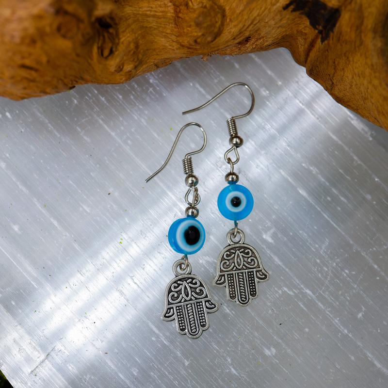 Evil Eye Hamsa Hand Earrings || Trunk Show-Nature's Treasures