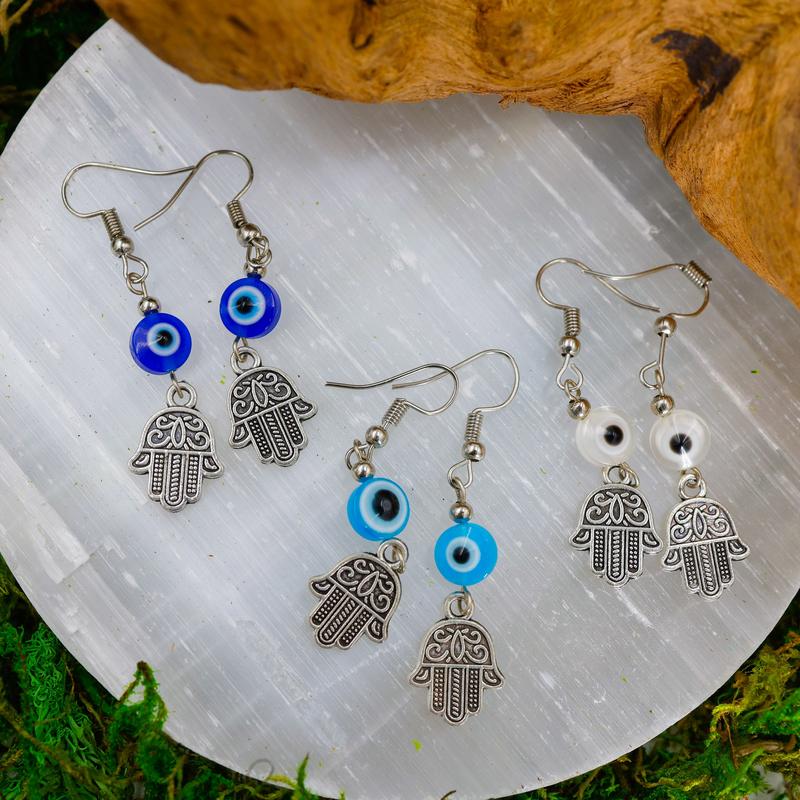 Evil Eye Hamsa Hand Earrings || Trunk Show-Nature's Treasures
