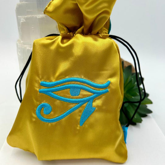 "Eye Of Horus Tarot Bag" Dupion Silk Drawstring Accessory Bag-Nature's Treasures