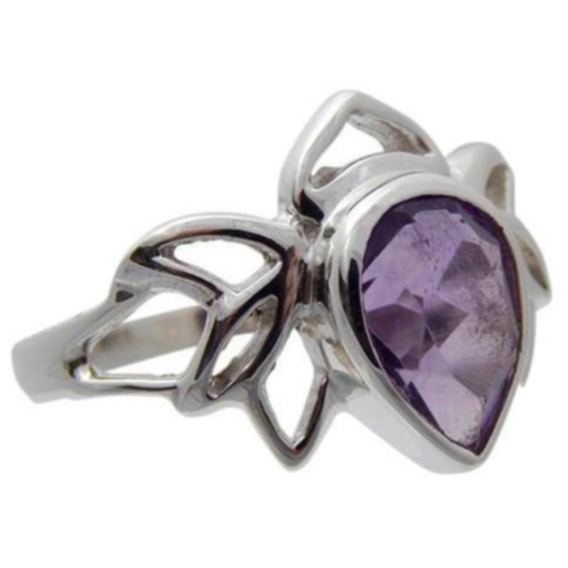 Faceted Amethyst Lotus Ring || .925 Sterling Silver-Nature's Treasures