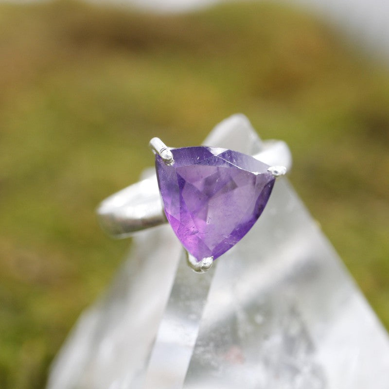 Faceted Amethyst Rings || .925 Sterling Silver || Brazil