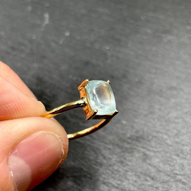 Faceted Aquamarine 14k Vermeil Yellow Gold Rings || Pakistan-Nature's Treasures