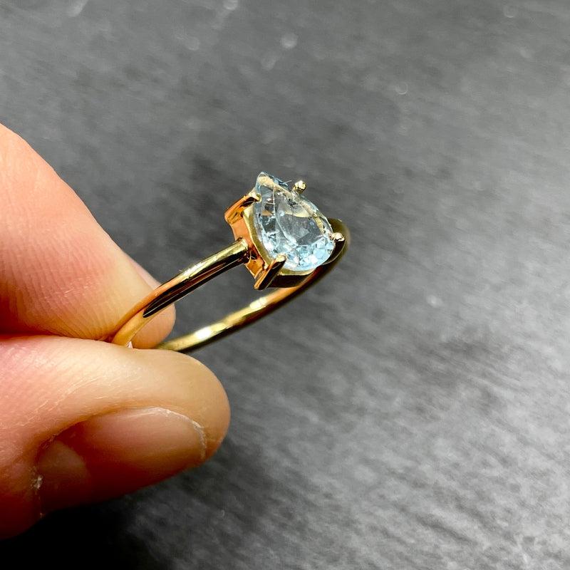 Faceted Aquamarine 14k Vermeil Yellow Gold Rings || Pakistan-Nature's Treasures