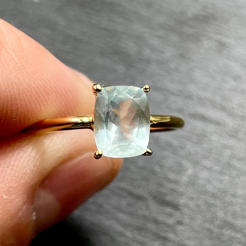 Faceted Aquamarine 14k Vermeil Yellow Gold Rings || Pakistan-Nature's Treasures