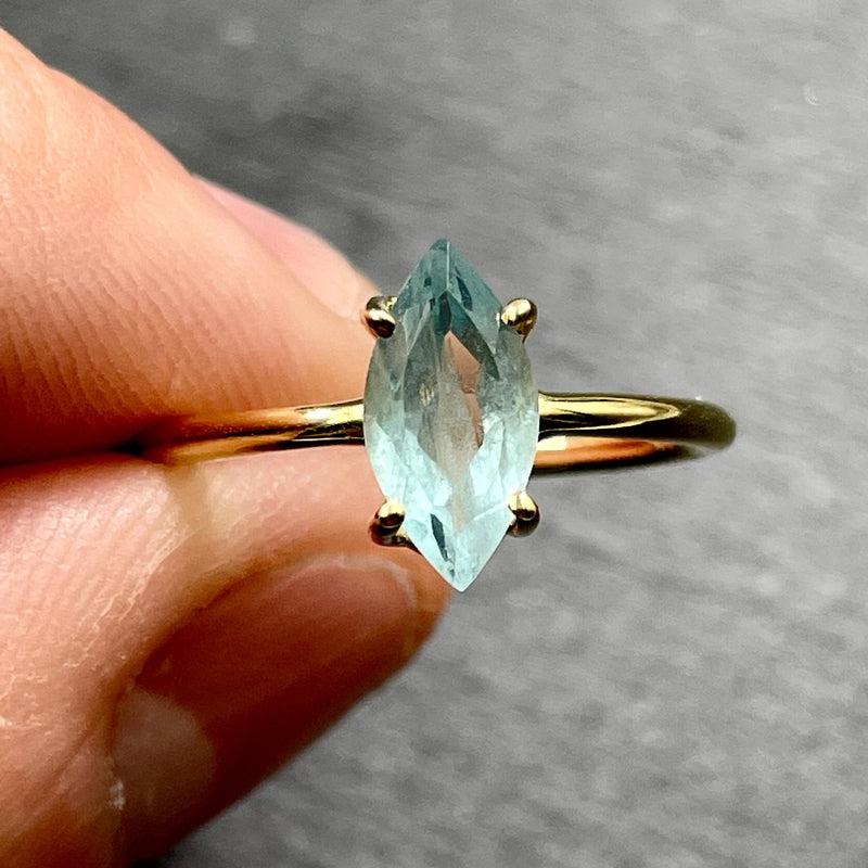 Faceted Aquamarine 14k Vermeil Yellow Gold Rings || Pakistan-Nature's Treasures
