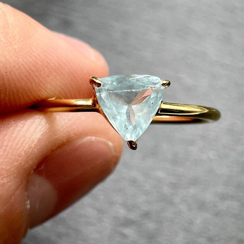 Faceted Aquamarine 14k Vermeil Yellow Gold Rings || Pakistan-Nature's Treasures