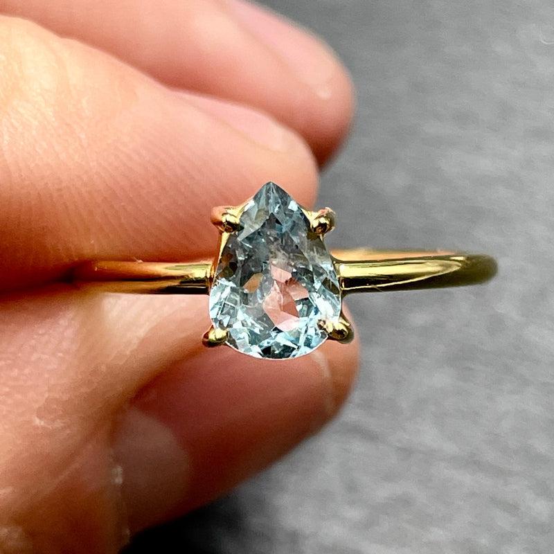 Faceted Aquamarine 14k Vermeil Yellow Gold Rings || Pakistan-Nature's Treasures