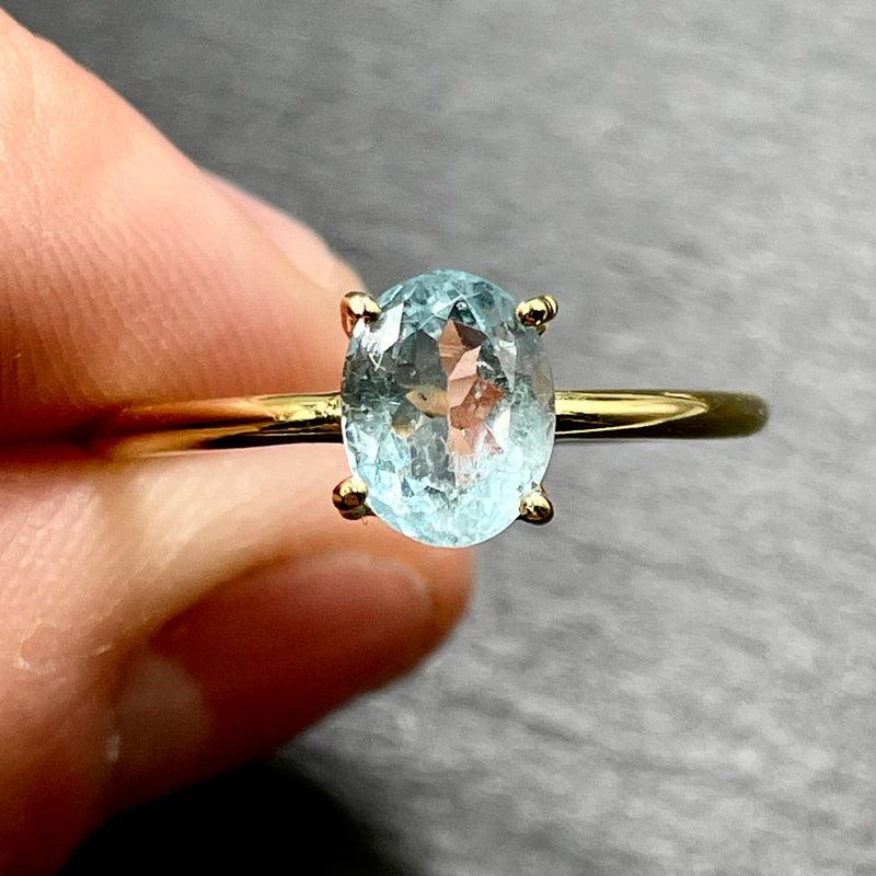 Faceted Aquamarine 14k Vermeil Yellow Gold Rings || Pakistan-Nature's Treasures