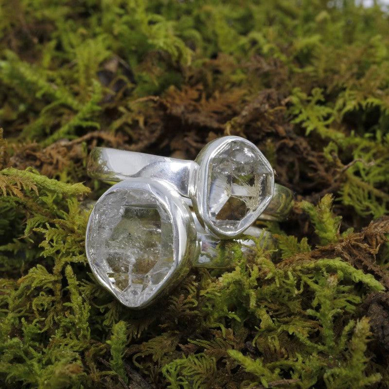 Faceted Free Form Herkimer Diamond Rings || .925 Sterling Silver-Nature's Treasures