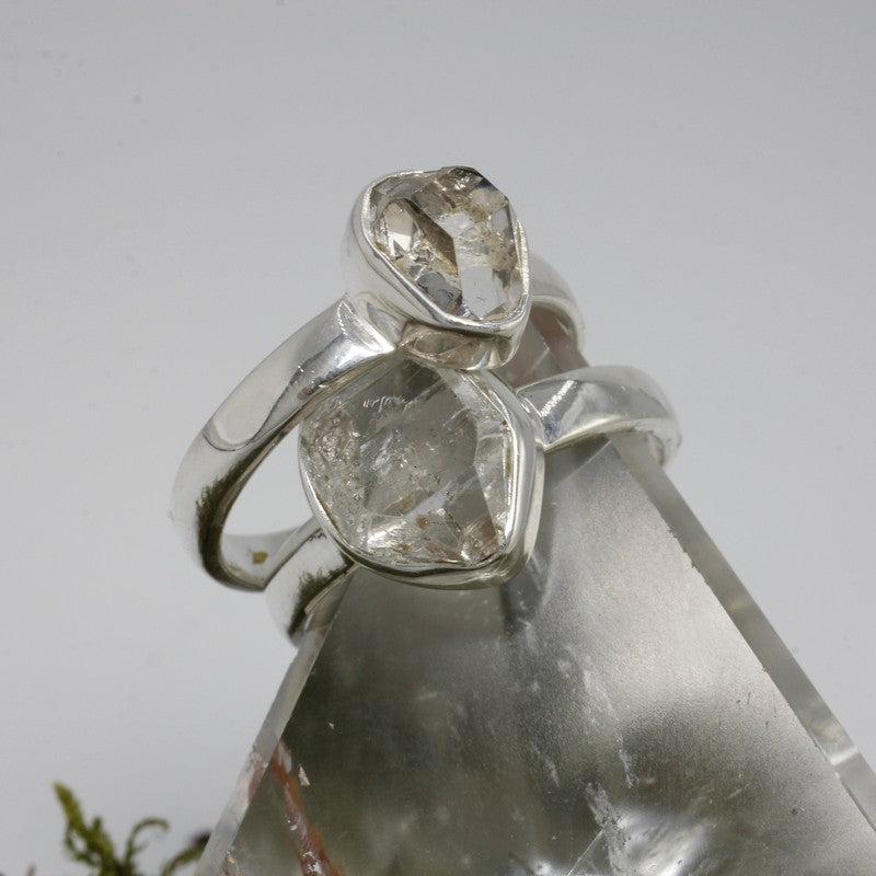 Faceted Free Form Herkimer Diamond Rings || .925 Sterling Silver-Nature's Treasures