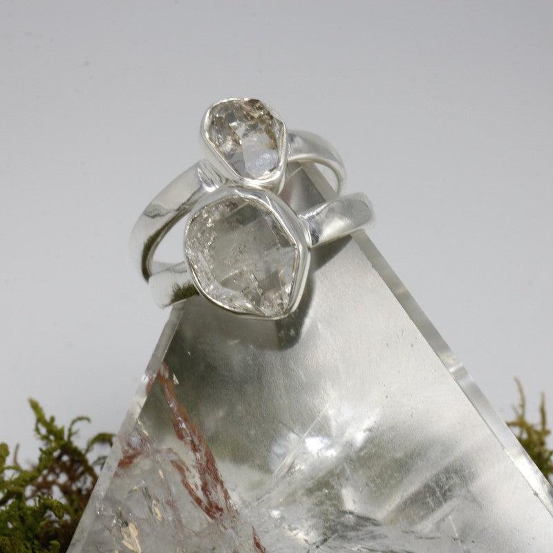 Faceted Free Form Herkimer Diamond Rings || .925 Sterling Silver-Nature's Treasures