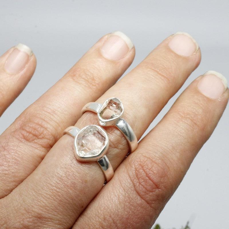 Faceted Free Form Herkimer Diamond Rings || .925 Sterling Silver-Nature's Treasures