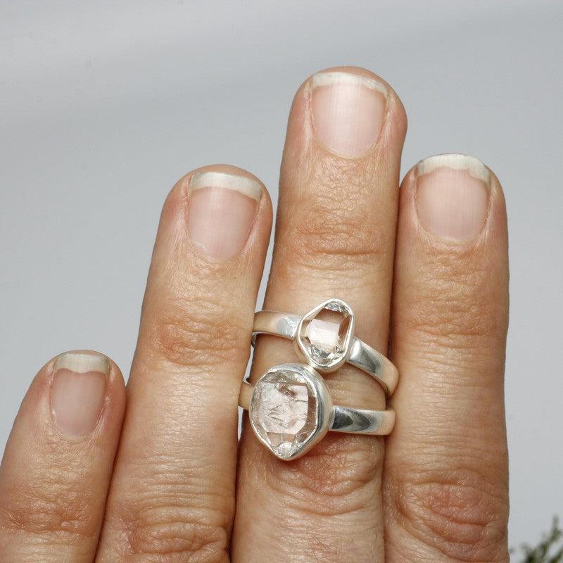 Faceted Free Form Herkimer Diamond Rings || .925 Sterling Silver-Nature's Treasures