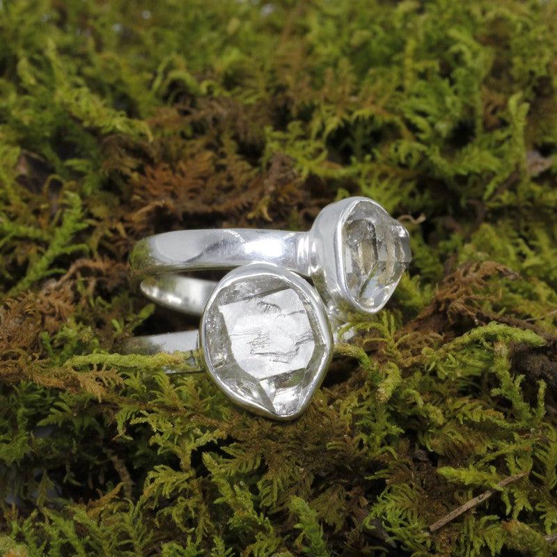 Faceted Free Form Herkimer Diamond Rings || .925 Sterling Silver-Nature's Treasures