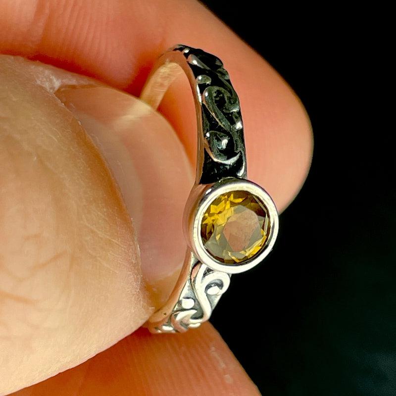 Faceted Honey Quartz Ocean Waves Ring || .925 Sterling Silver || Brazil-Nature's Treasures
