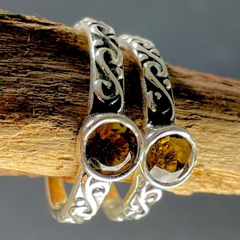 Faceted Honey Quartz Ocean Waves Ring || .925 Sterling Silver || Brazil-Nature's Treasures