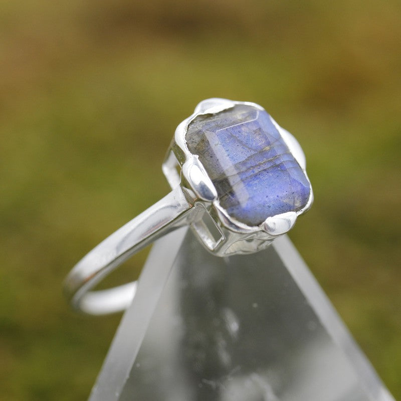 Faceted Pillow Labradorite Rings || .925 Sterling Silver-Nature's Treasures