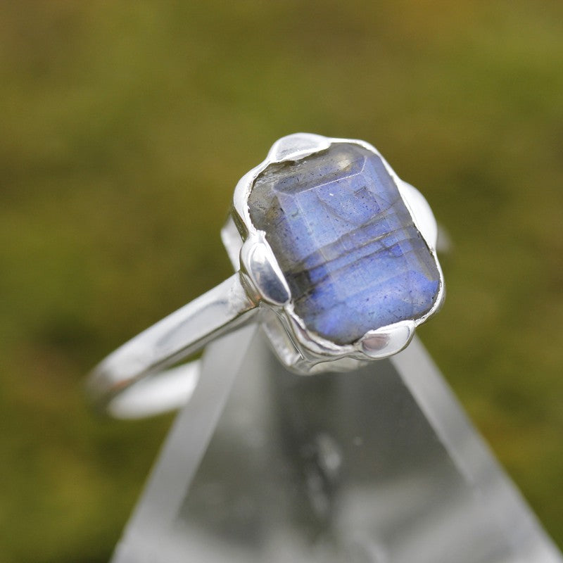 Faceted Pillow Labradorite Rings || .925 Sterling Silver-Nature's Treasures