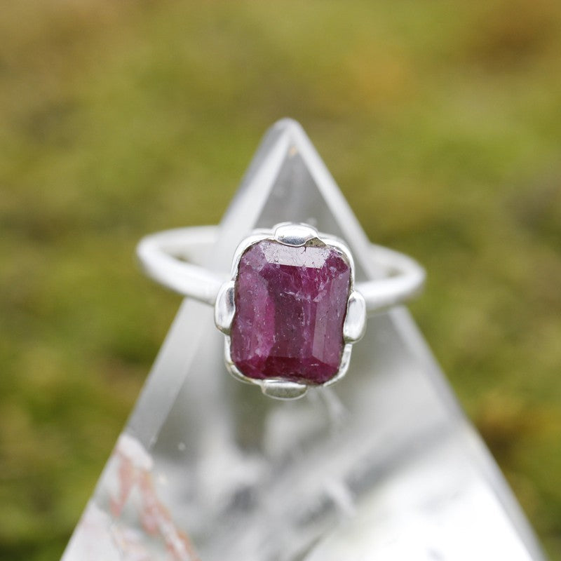 Faceted Pillow Ruby Rings || .925 Sterling Silver-Nature's Treasures