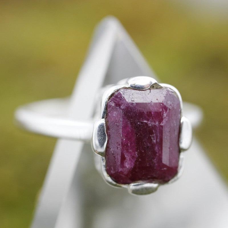 Faceted Pillow Ruby Rings || .925 Sterling Silver-Nature's Treasures