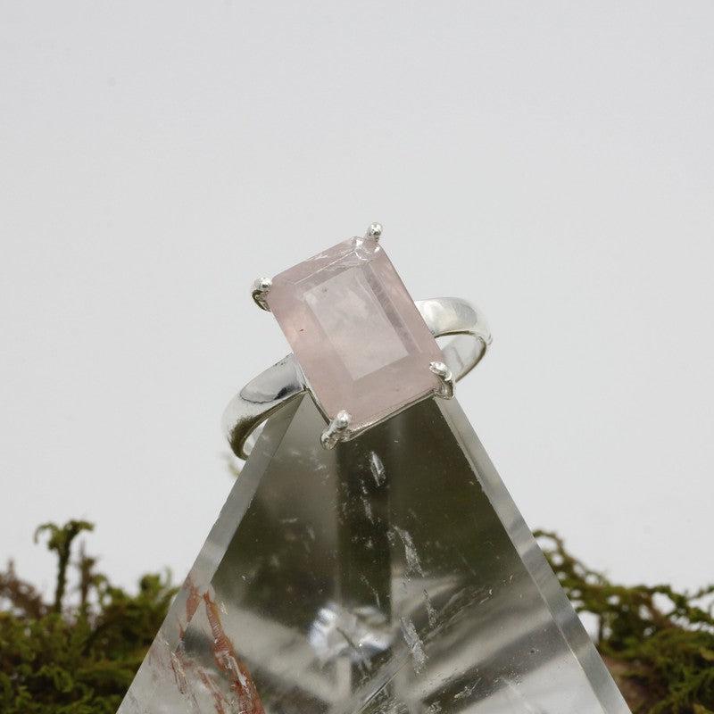 Faceted Rose Quartz Rings || .925 Sterling Silver-Nature's Treasures