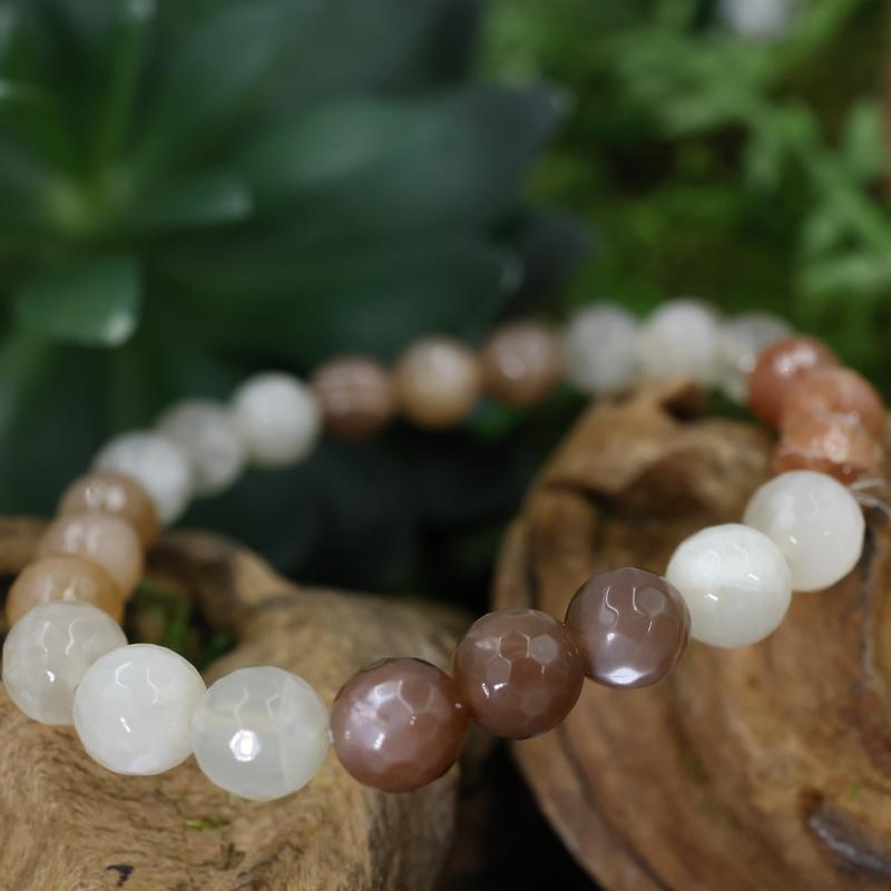 Faceted Unisex Gemstone Power Bracelets || 3 Colored Moonstone-Nature's Treasures