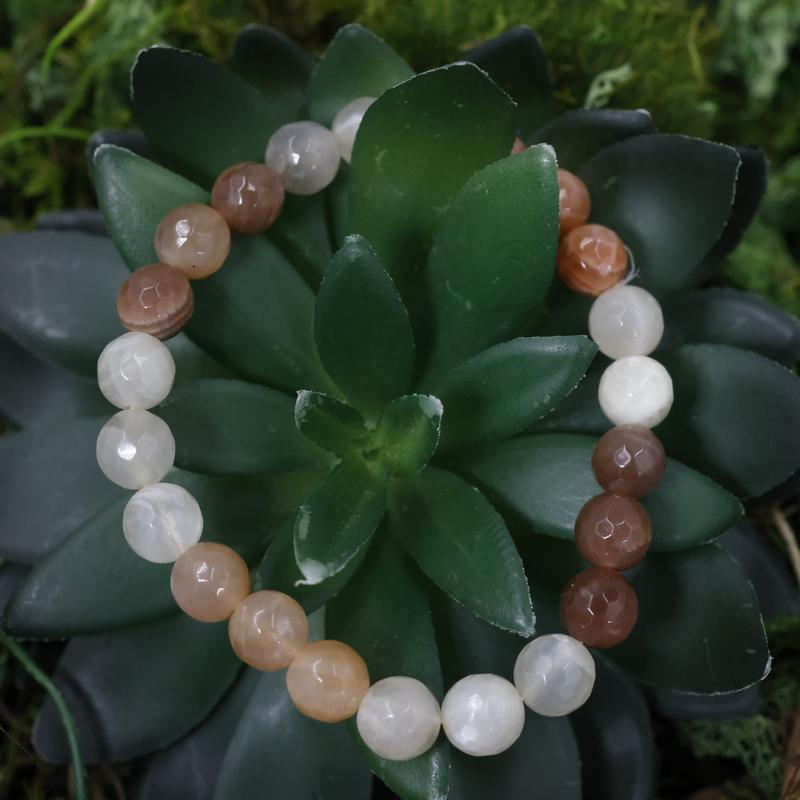 Faceted Unisex Gemstone Power Bracelets || 3 Colored Moonstone-Nature's Treasures