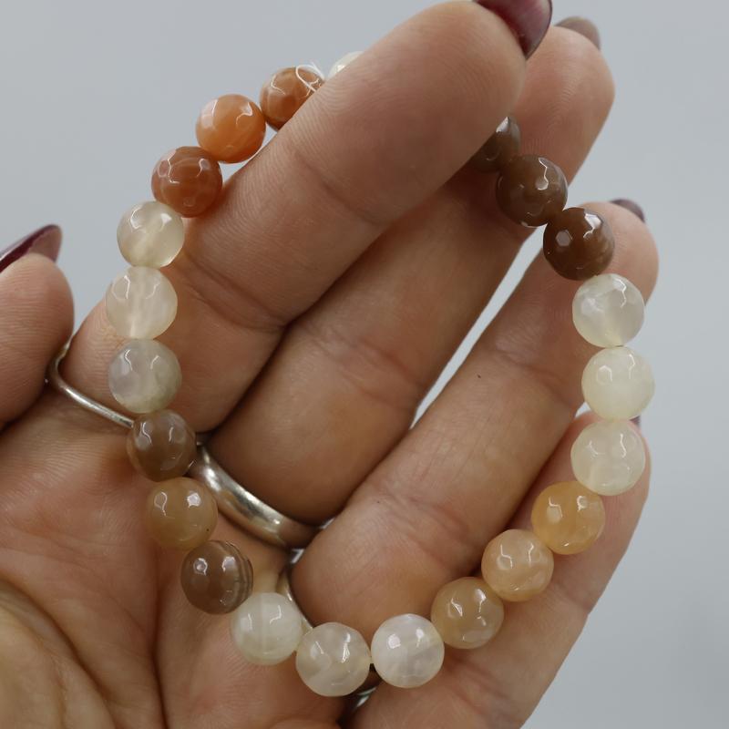 Faceted Unisex Gemstone Power Bracelets || 3 Colored Moonstone-Nature's Treasures