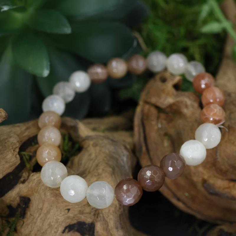 Faceted Unisex Gemstone Power Bracelets || 3 Colored Moonstone-Nature's Treasures