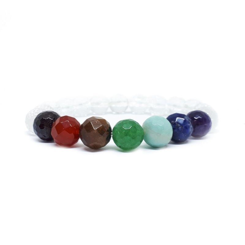 Faceted Unisex Gemstone Power Bracelets || 7 Chakra w/ Quartz-Nature's Treasures