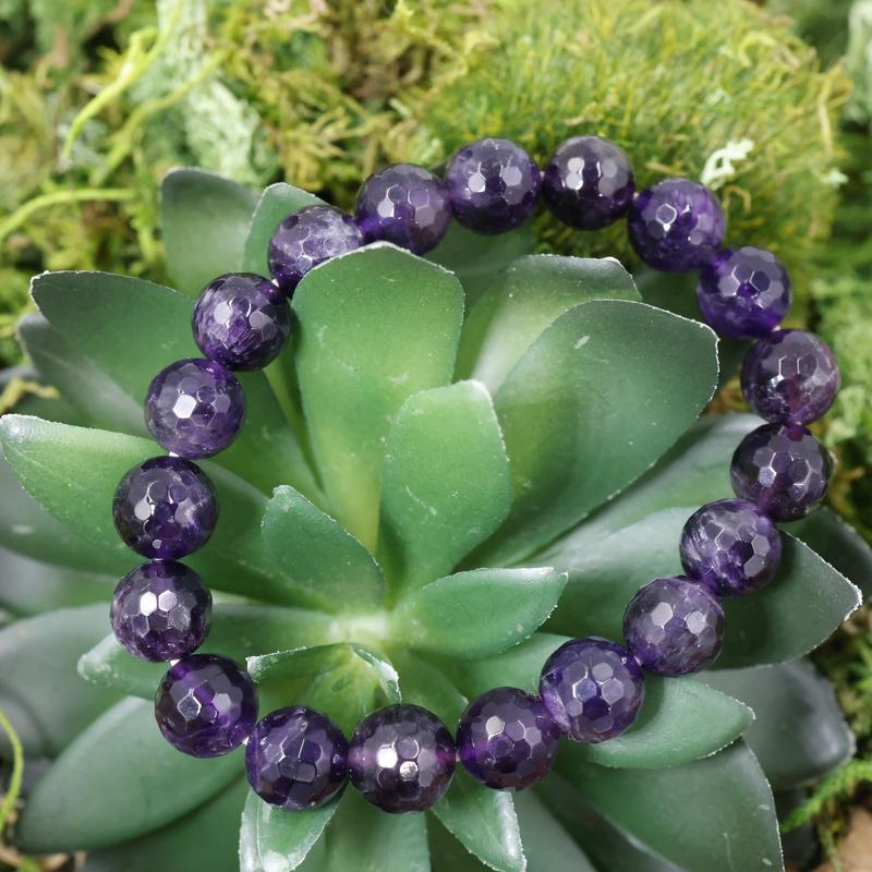 Faceted Unisex Gemstone Power Bracelets || Amethyst-Nature's Treasures