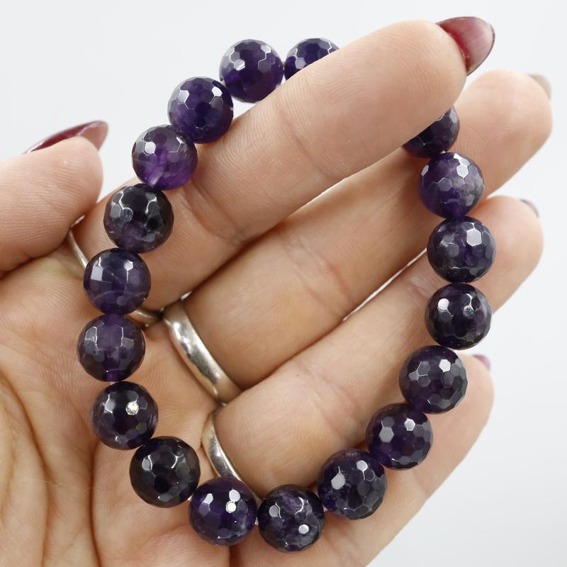 Faceted Unisex Gemstone Power Bracelets || Amethyst-Nature's Treasures