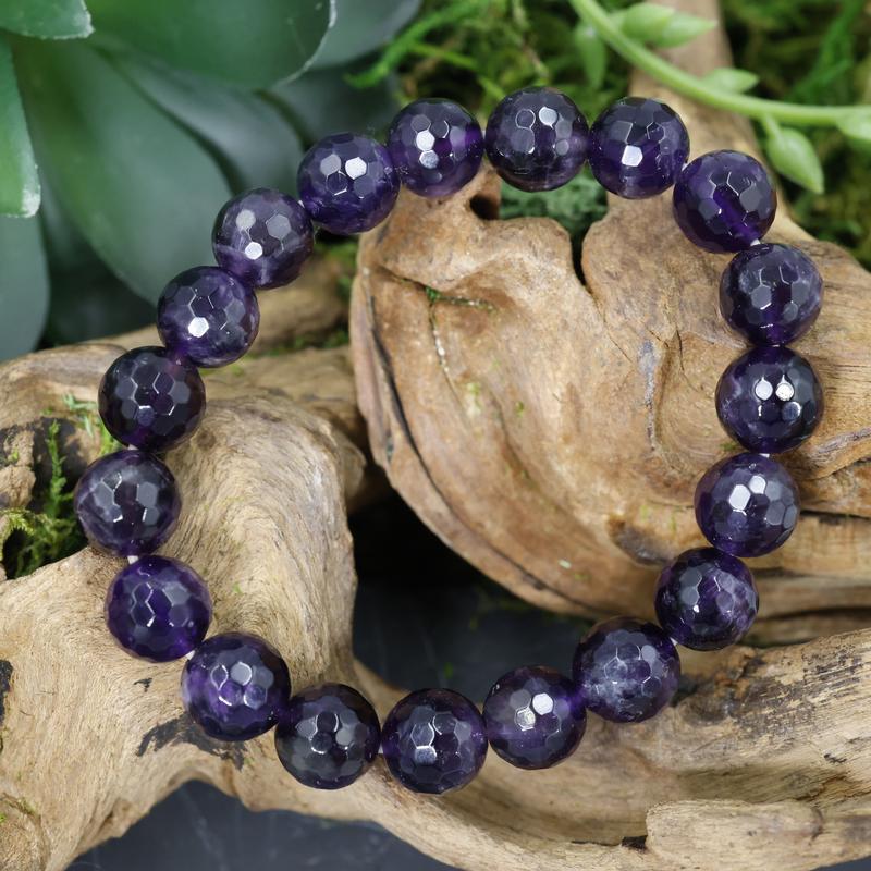 Faceted Unisex Gemstone Power Bracelets || Amethyst-Nature's Treasures