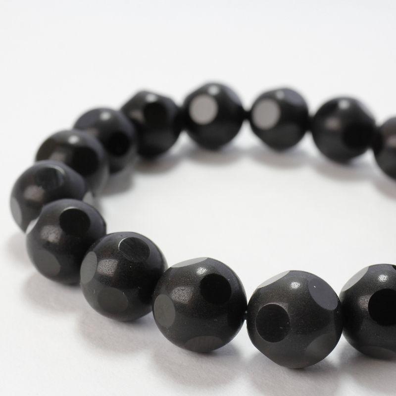 Faceted Unisex Gemstone Power Bracelets || Black Obsidian Glass-Nature's Treasures