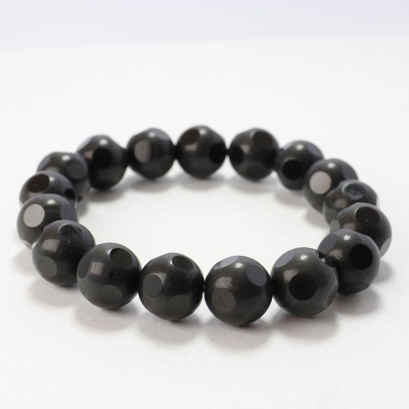 Faceted Unisex Gemstone Power Bracelets || Black Obsidian Glass-Nature's Treasures