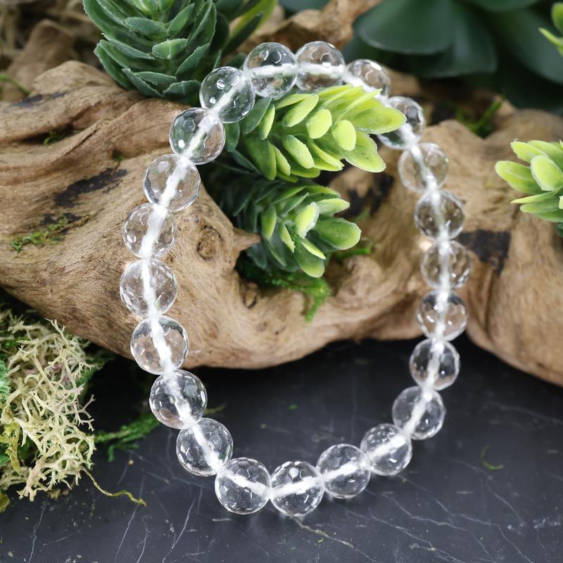 Faceted Unisex Gemstone Power Bracelets || Clear Quartz-Nature's Treasures