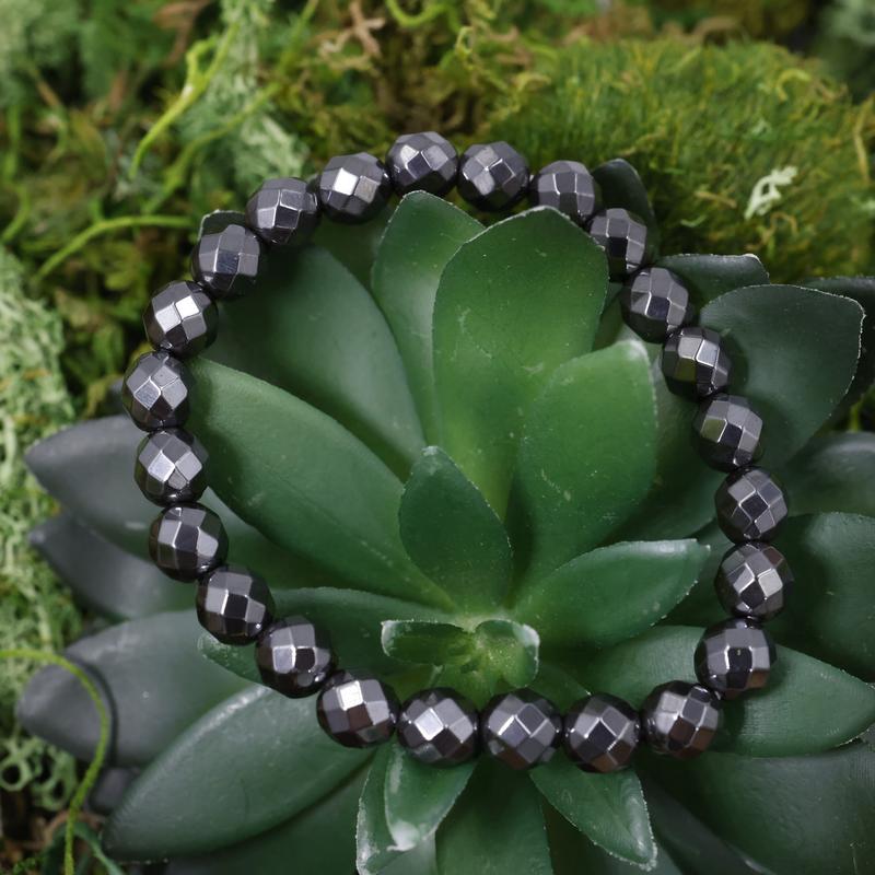 Faceted Unisex Gemstone Power Bracelets || Hematite-Nature's Treasures