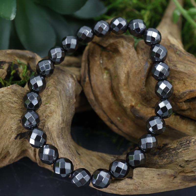 Faceted Unisex Gemstone Power Bracelets || Hematite-Nature's Treasures