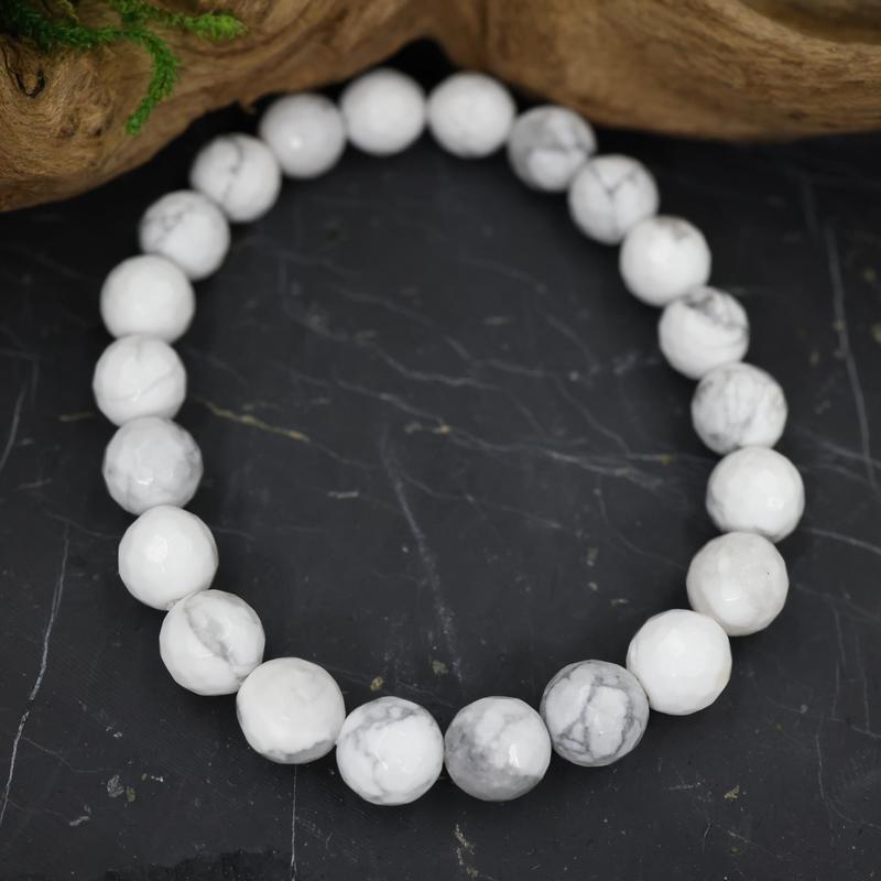 Faceted Unisex Gemstone Power Bracelets || Howlite-Nature's Treasures