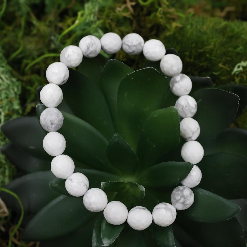 Faceted Unisex Gemstone Power Bracelets || Howlite-Nature's Treasures