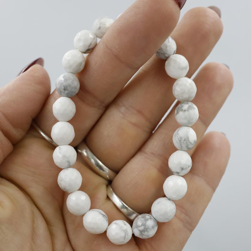 Faceted Unisex Gemstone Power Bracelets || Howlite-Nature's Treasures