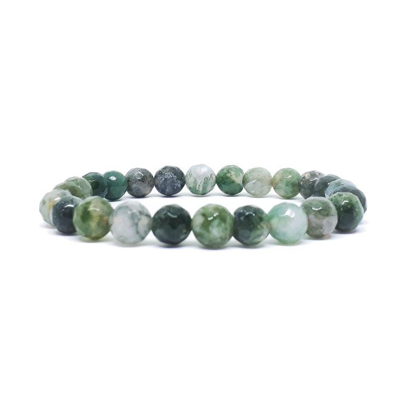 Faceted Unisex Gemstone Power Bracelets || Moss Agate-Nature's Treasures