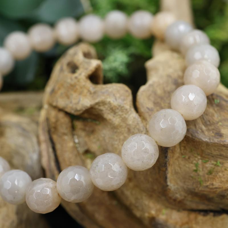 Faceted Unisex Gemstone Power Bracelets || Peach Moonstone-Nature's Treasures
